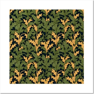 Autumn Elegance: Green and Golden Leaf Posters and Art